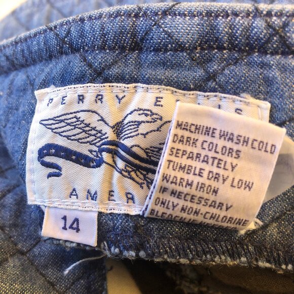 Perry Ellis Vintage 80's Blue Denim Skirt QUILTED - Picture 5 of 15